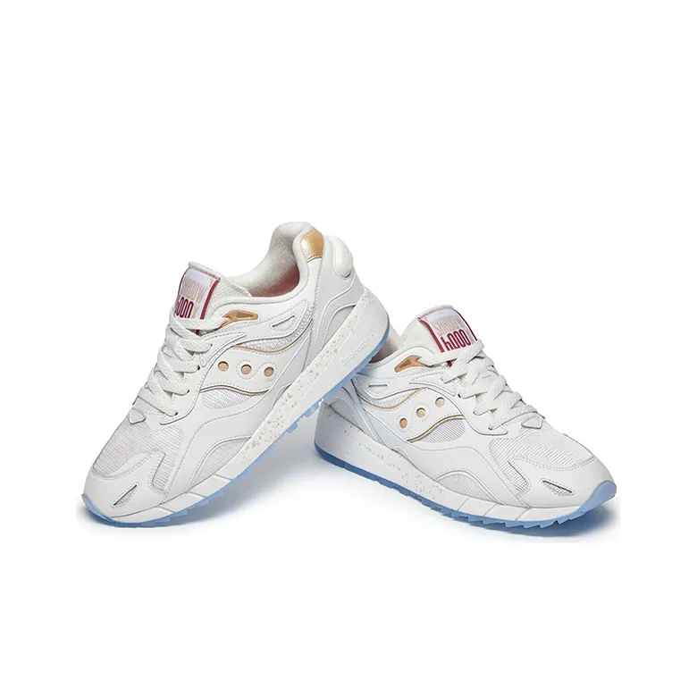 Saucony Shadow 6000 Wear Resistant Low Top Casual Running Shoes Unisex White Gold-3