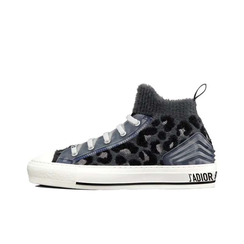 DIOR Walk'n'Dior Platform Shoes High-Top Stylish Skateboarding Shoes Women's Gray Blue-0