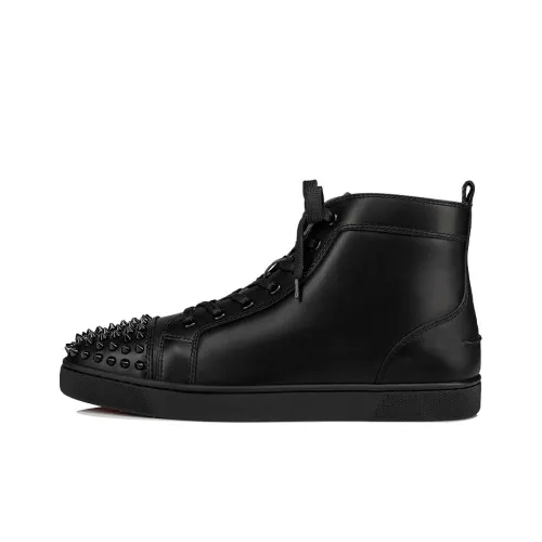 Christian Louboutin Lou Spikes Skateboard Shoes Men High-Top Black