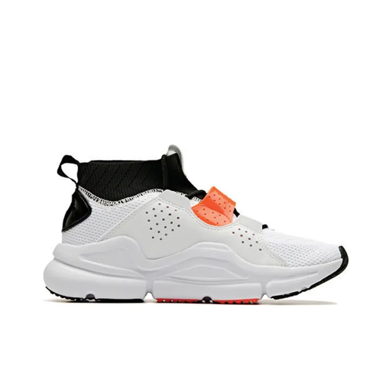 Anta Cushioned Slip-Resistant Abrasion-Resistant Breathable High-Top Running Shoes Men's White Black Red-1