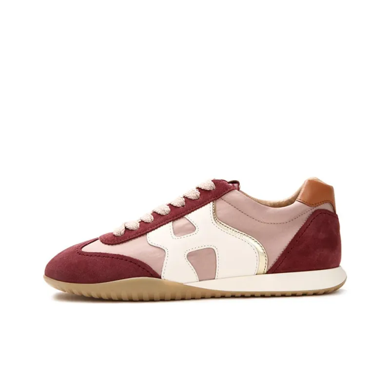 HOGAN Olympia Z Abrasion Resistant Low Top Casual Shoes Women's Red Pink White-0