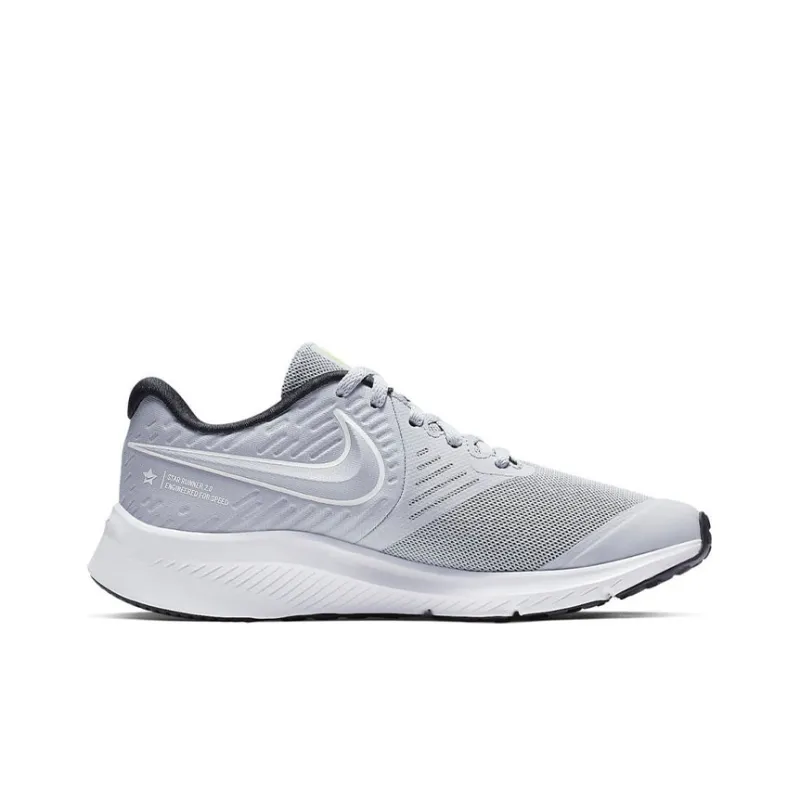 Nike Star Runner 2 Cushioned Anti-Slip And Wear-Resistant Lightweight Low-Top Running Shoes GS Gray White-1
