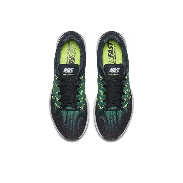 Nike Pegasus 33 Running Shoes Men Low-Top Black/Green-3