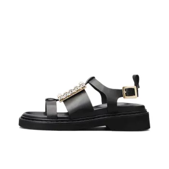 Roger Vivier Viv' Rangers Strass Strap Sandals Women's Black