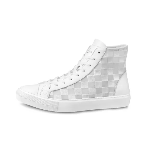 LOUIS VUITTON Tattoo Skateboard Shoes Men High-Top Gray/White