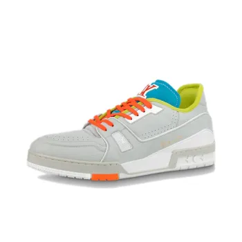 LOUIS VUITTON Trainer Upcycled Low Top Stylish Skateboarding Shoes Men's Gray Orange