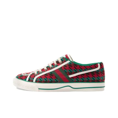 GUCCI Tennis 1977 Canvas Shoes Men Low-Top Red/Green