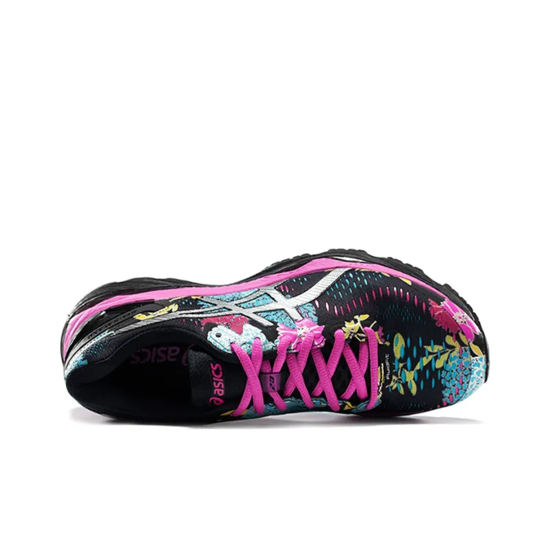 Asics Gel Kayano 23 Durable Breathable Low Top Running Shoes Women's Black Silver Pink-3