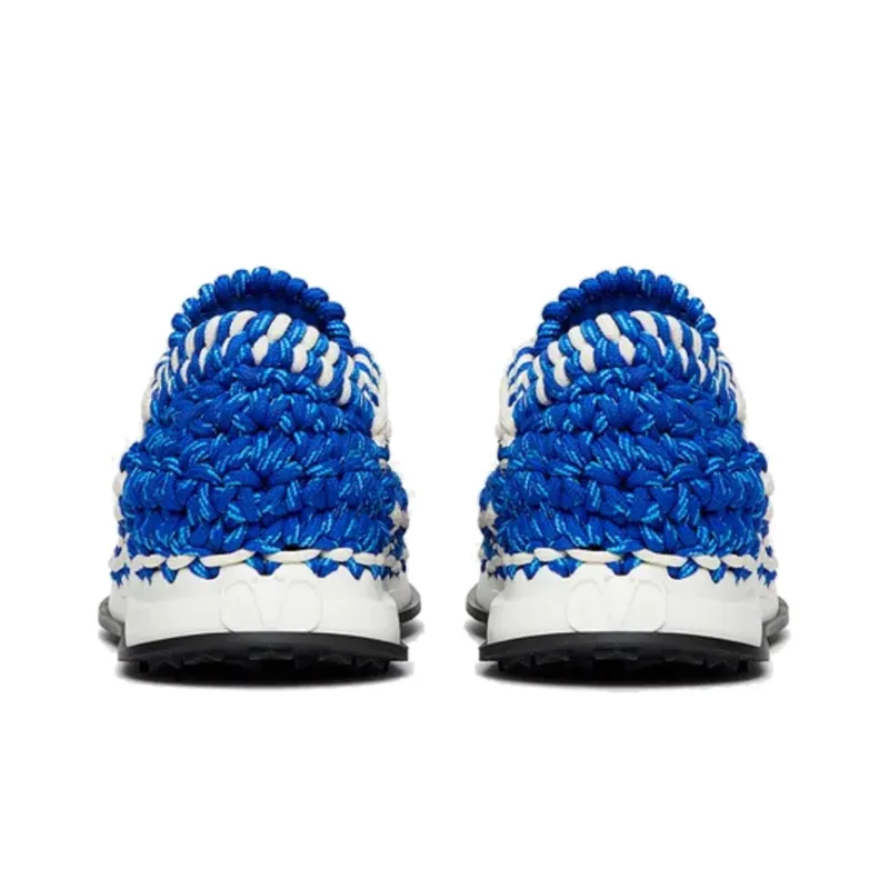 Valentino GARAVANI Crochet Cushioning, Slip Resistant, And Abrasion Resistant Low Top Sports Casual Shoes Men's Blue-4