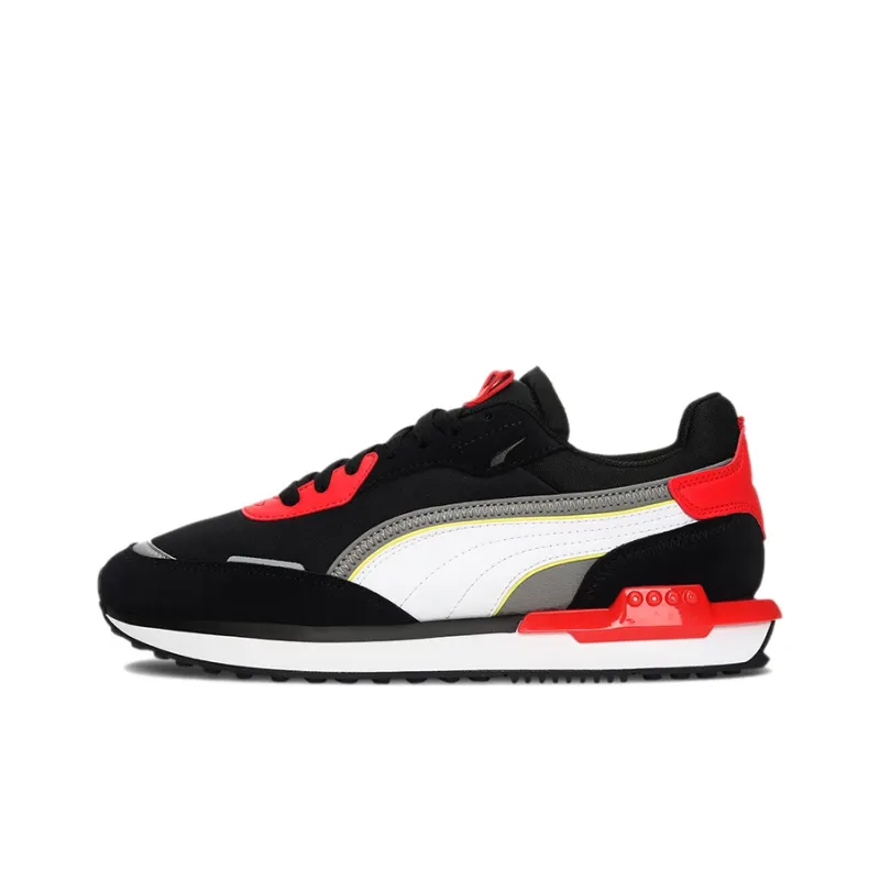 PUMA Future Rider Breathable Low Top Casual Shoes Unisex Black White Red-0