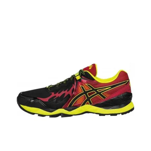 Asics Gel-Fuji Endurance Anti-Slip And Wear-Resistant Breathable Low-Top Running Shoes Men's Red Black Yellow