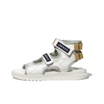 CHANEL Beach Sandals Women's White Gray Blue