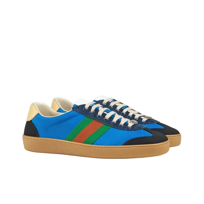 GUCCI G74 Web Low Top Stylish Skateboarding Shoes Women's Blue Green-1