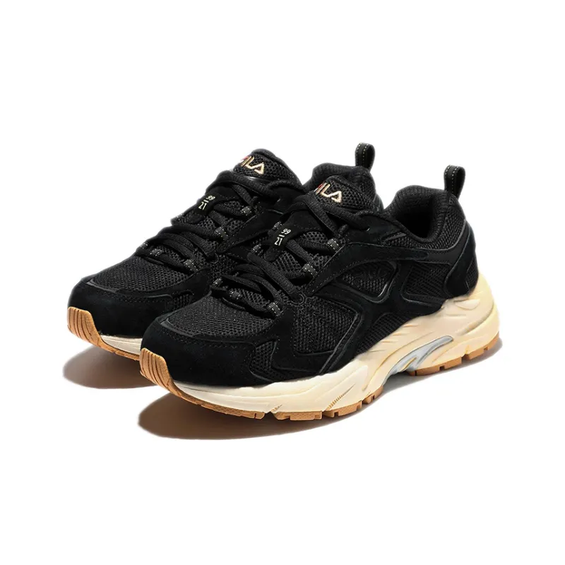 FILA Cushioning, Slip Resistant, And Abrasion Resistant Low Top Casual Running Shoes Unisex Black Gold Korean Style-2
