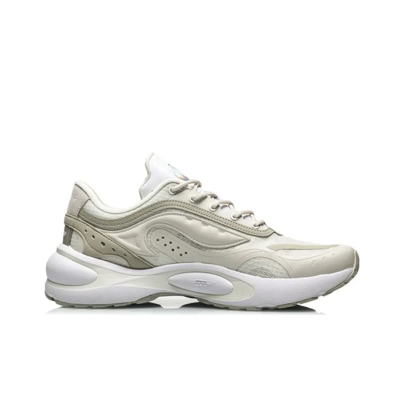 LiNing Shock Absorbing, Non Slip, Wear Resistant, Breathable And Lightweight Low Top Running Shoes Men's White-1
