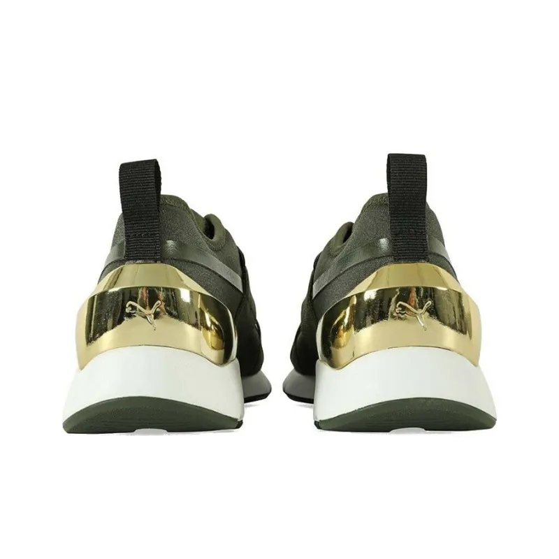PUMA Muse X-2 Cushioned Slip-Resistant Low-Top Casual Shoes Women's Green Gold-2