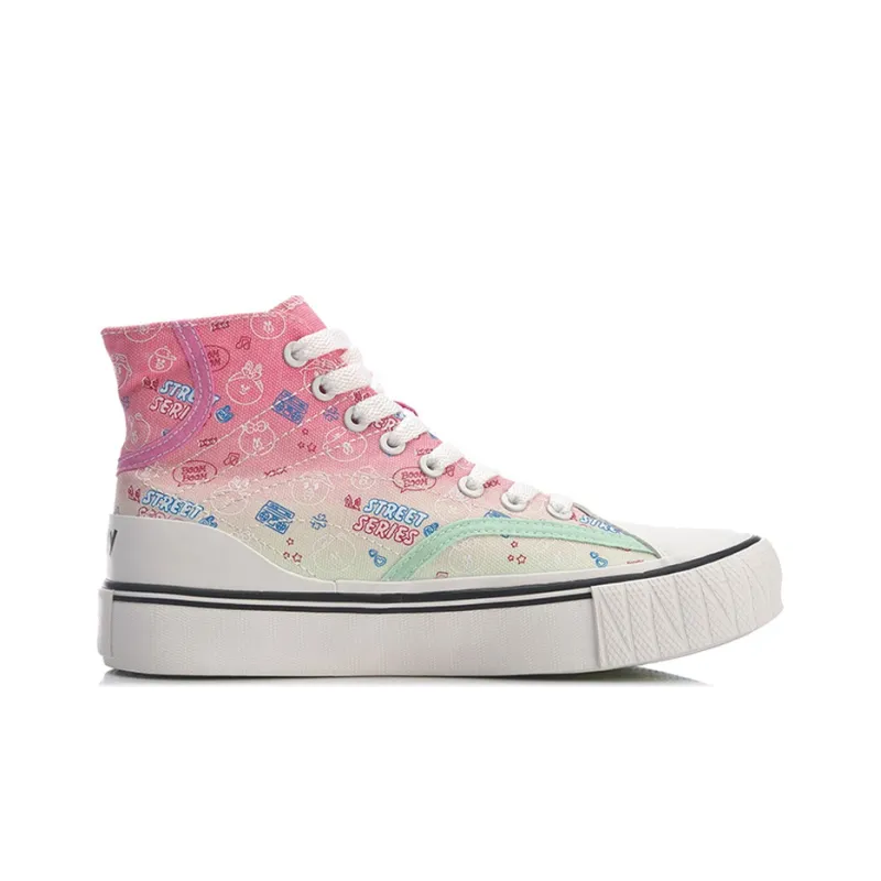 LINE FRIENDS x LiNing Wave Abrasion Resistant Coverage Slip Resistant High Top Canvas Shoes Women's Fuchsia-1