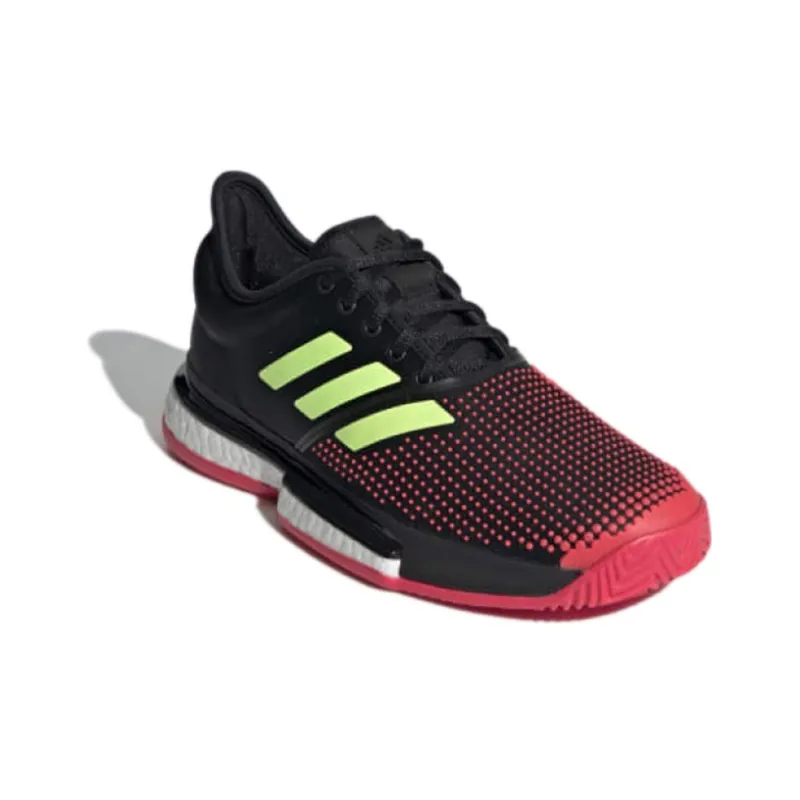 Adidas Solecourt Core Wear-Resistant Slip-Resistant Low-Top Tennis Shoes Men's Black Red-2