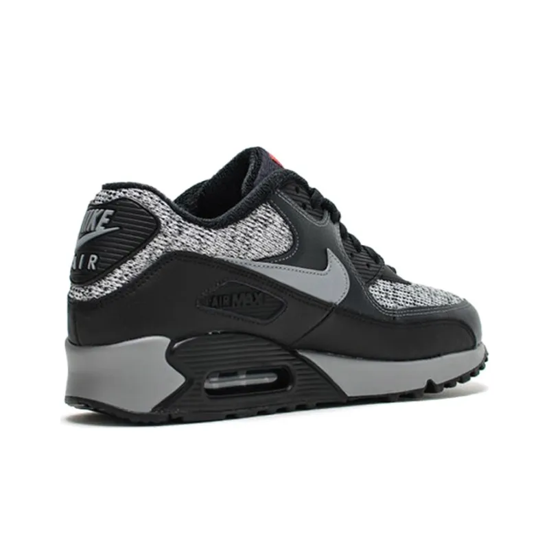 Nike Air Max 90 Cushioning Anti Slip And Wear Resistant Low Top Running Shoes Men's Black Gray Red-3