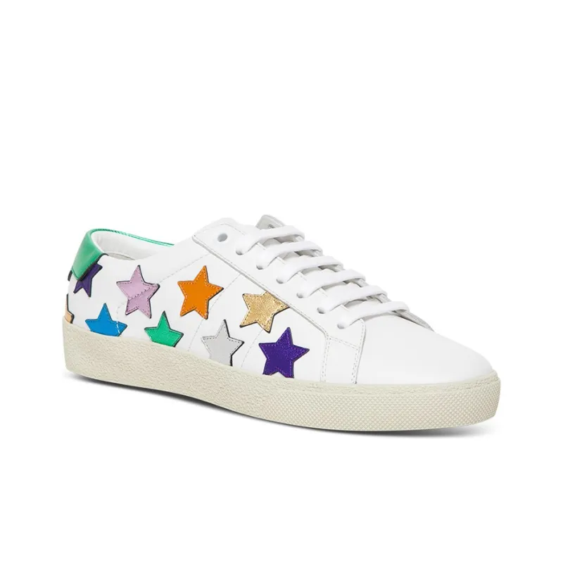 SAINT LAURENT Court Classic Low Top Stylish Skateboarding Shoes Women's White Multicolor-1