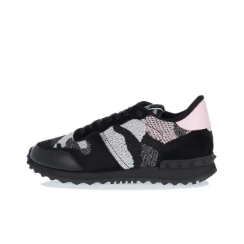 Valentino Rockrunner Low Top Sports Casual Shoes Women's Black Pink
