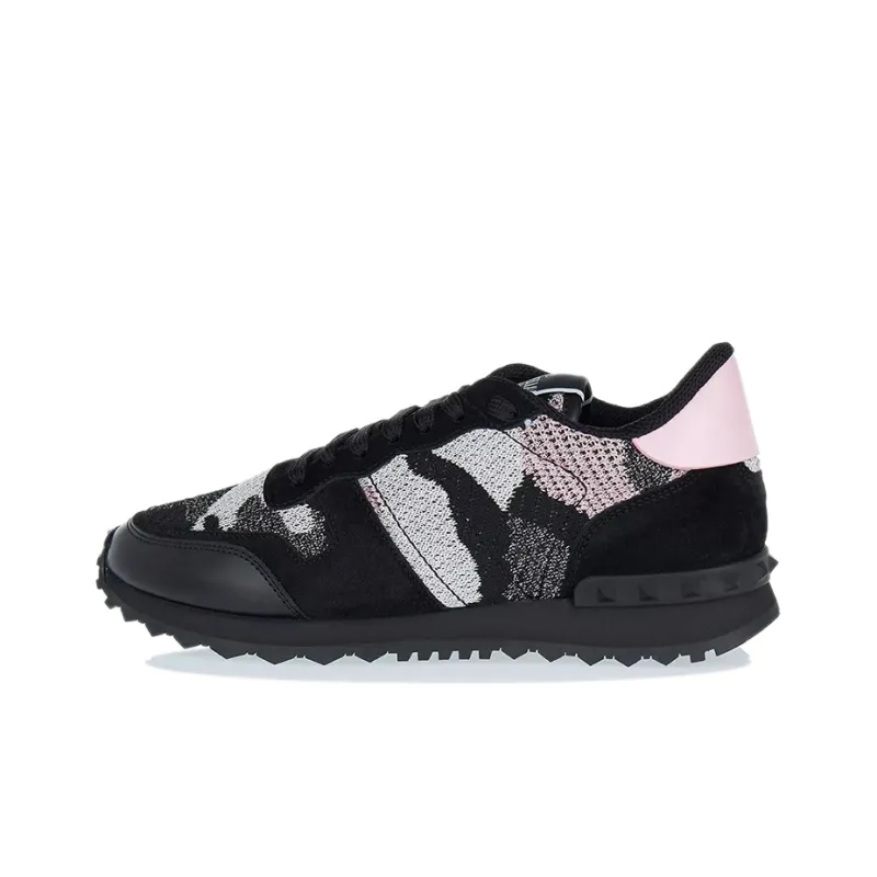 Valentino Rockrunner Low Top Sports Casual Shoes Women's Black Pink-0