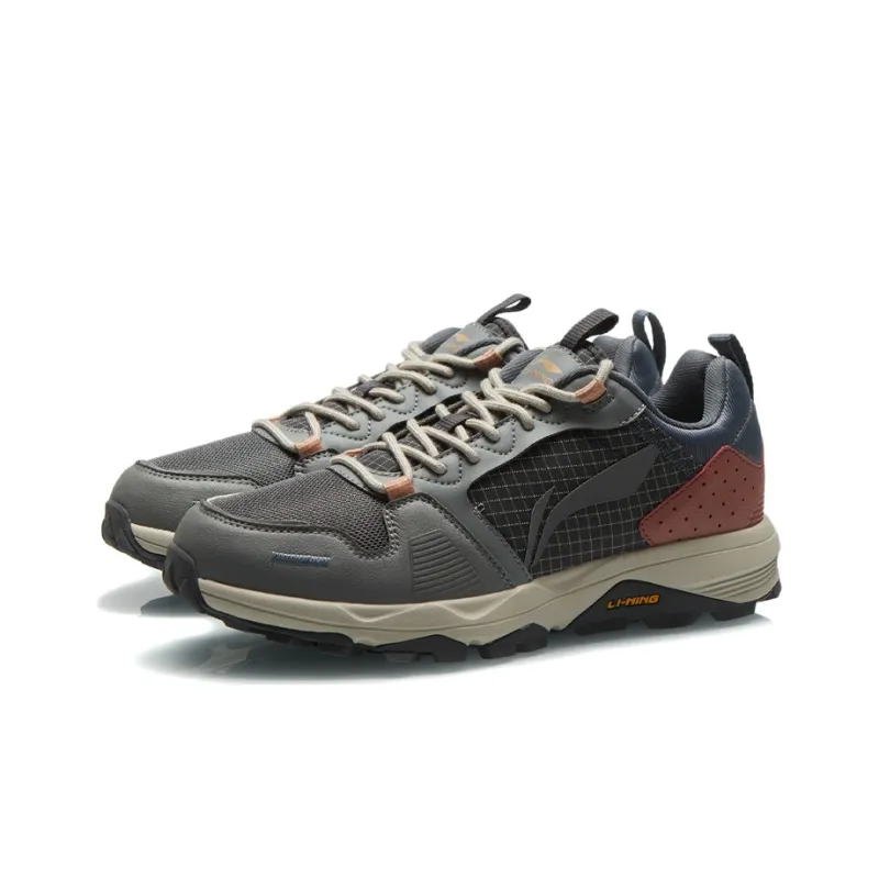 LiNing Slip-Resistant Cushioning Wear-Resistant Low-Top Running Shoes Gray-2