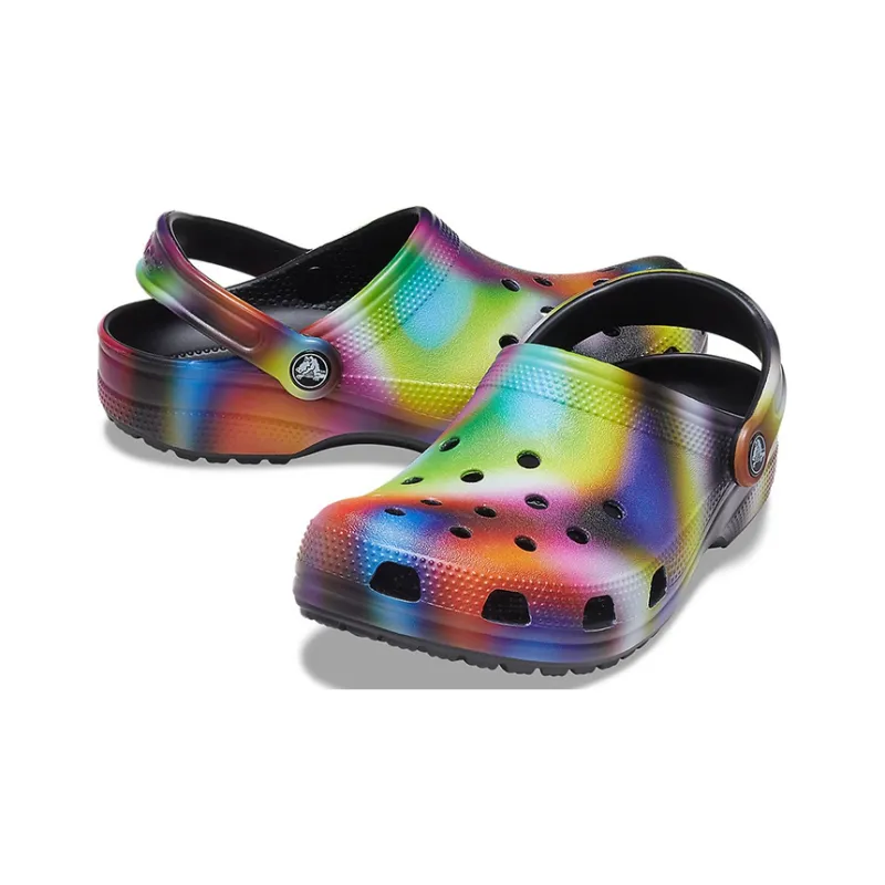 Crocs Colorful Crocs Beach Unisex Multi Color Black Sandals-5