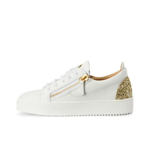 Giuseppe Zanotti Gail Skateboard Shoes Women's Low-Top White/Gold