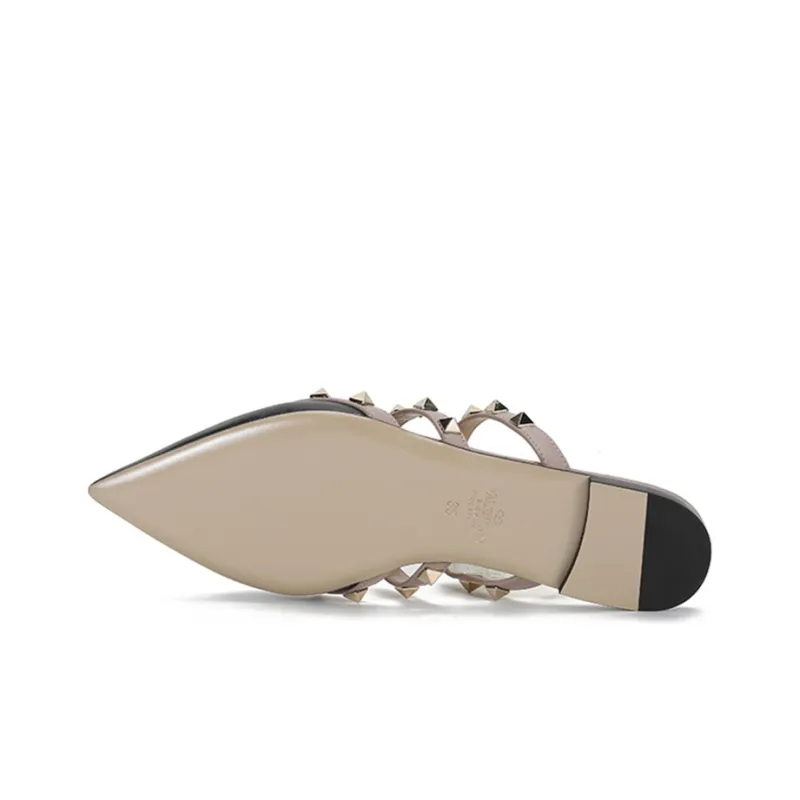Valentino Rockstud Closed Toe Slippers Women's Black Gray Pink-5