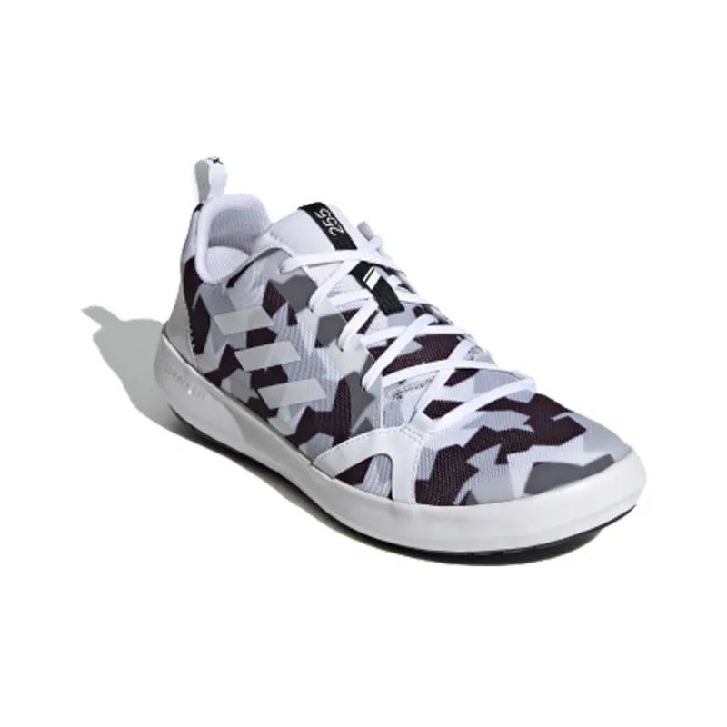 Adidas Terrex Boat Cushioning, Wear Resistant Low Top Marathon Running Shoes Men's Black White Gray-1