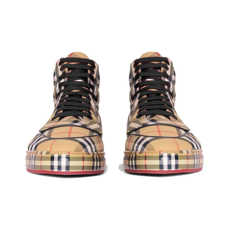Burberry Vintage High Top Skateboard Shoes Men's-3