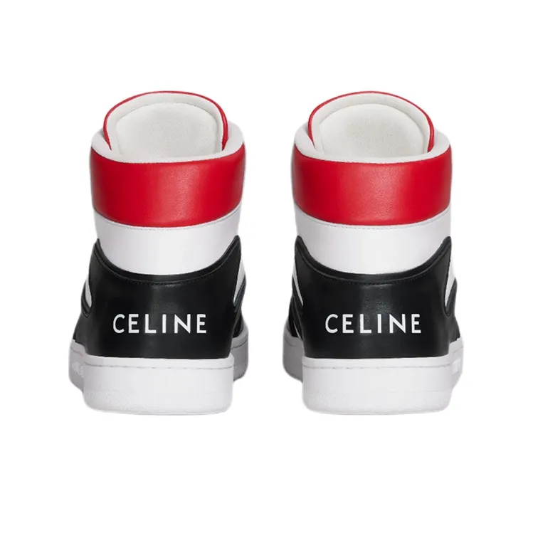 CELINE High Top Stylish Skateboarding Shoes Men's Black White Red-2