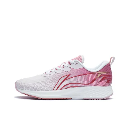 LINING Red Rabbit Running Shoes Women's Low-Top Standard White/Floral Honey Pink/Light Mauve Purple