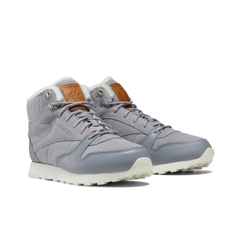 Reebok Classic Leather Running Shoes Women's Mid Top Concrete Gray-2