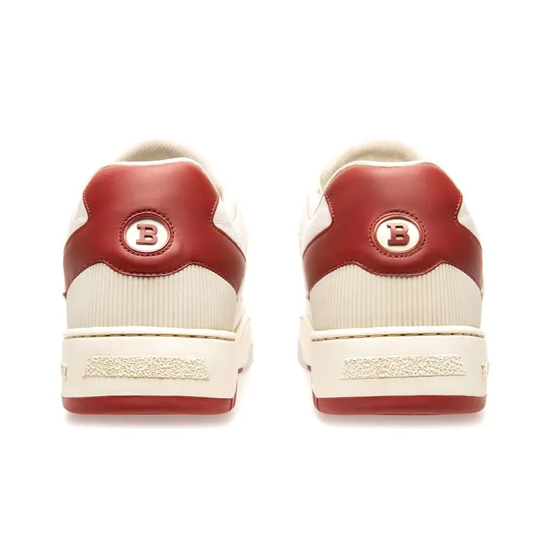 BALLY Low Top Stylish Skateboarding Shoes Men's White Red-4