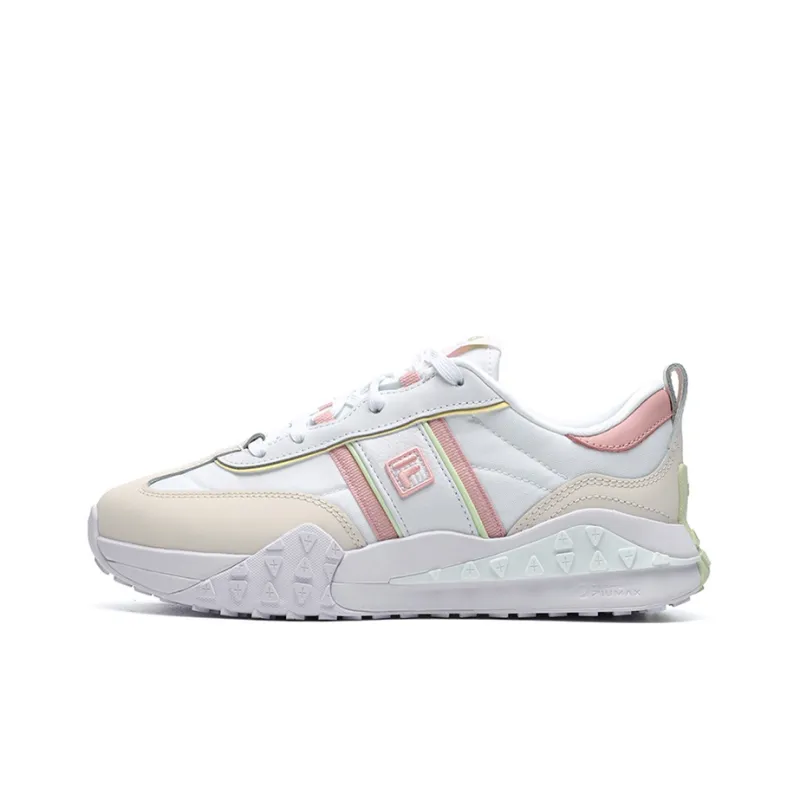 FILA Brick Cushioning Anti Slip And Wear Resistant Low Top Casual Shoes Women's White Pink-0