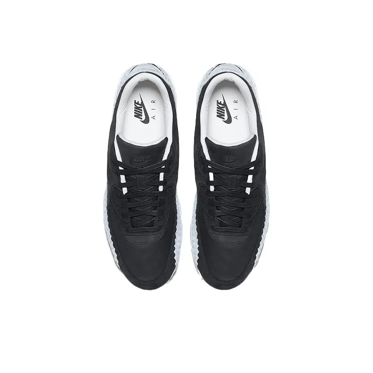 Nike Air Max 90 Cushioned Slip Resistant Abrasion Resistant Breathable Low Top Running Shoes Men's Black White-3