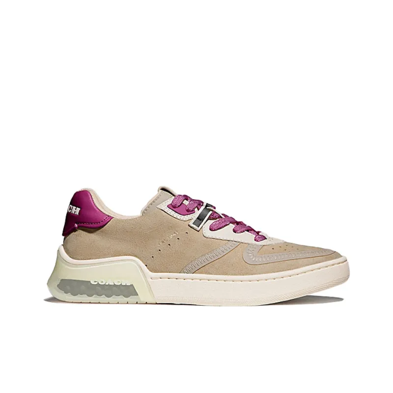 COACH CitySole Court Low-Top Stylish Skateboarding Shoes Women's Wheat Yellow-1