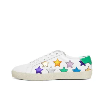 SAINT LAURENT Court Classic Low Top Stylish Skateboarding Shoes Women's White Multicolor