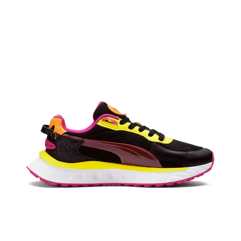 PUMA Wild Rider Casual Shoes Women's Low-Top Black/Rose Red-1