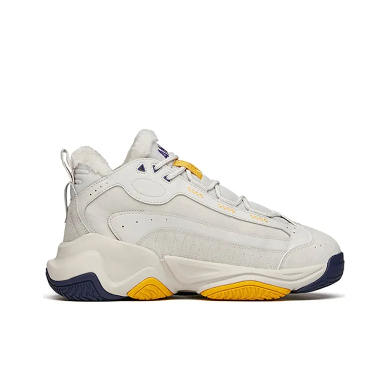 Anta Life Collection Anti-Slip Wear-Resistant Lightweight Warm High-Top Casual Shoes Men's Gray Yellow Purple-1
