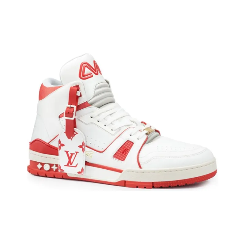 LOUIS VUITTON LV Trainer Sneaker Mid White Red-2