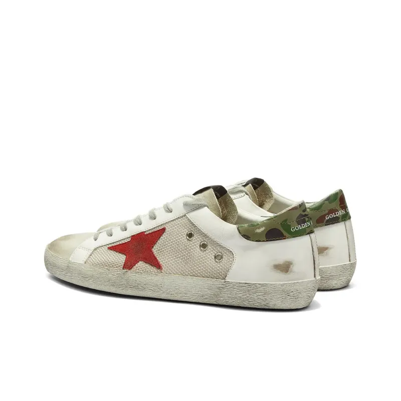 Golden Goose Super Star Stylish Skateboarding Shoes Men's White Green Red-3