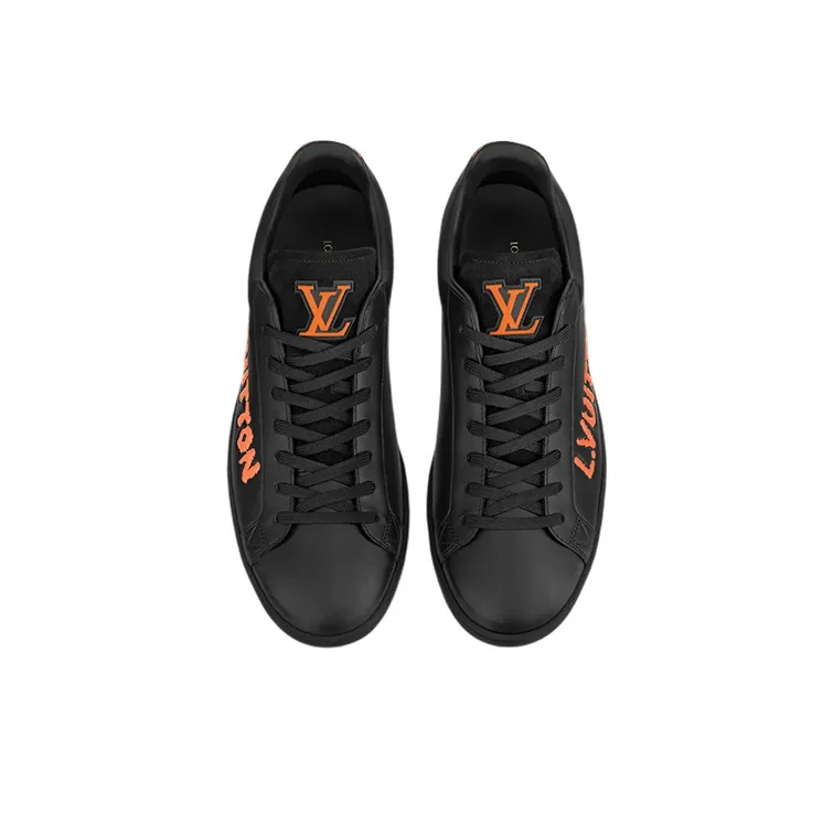 LOUIS VUITTON Lv Luxembourg Samothrace Sneakers 'Black With Orange'-3