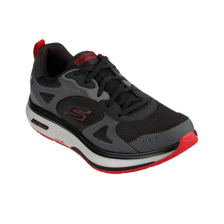 Skechers Go Walk Workout Walker Cushioning Anti-Slip And Wear-Resistant Low-Top Casual Shoes Black Red-2