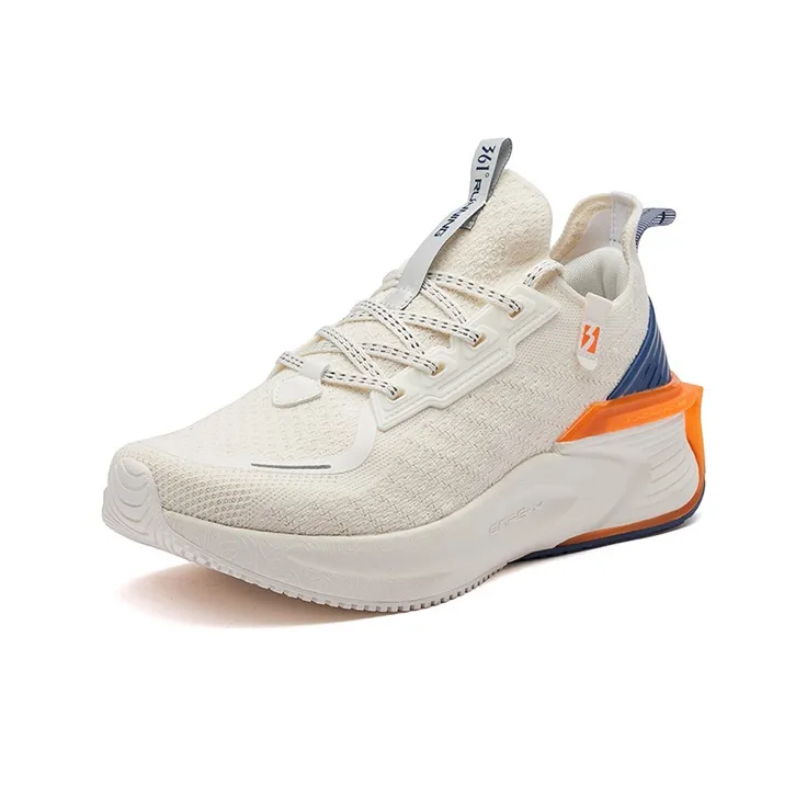 361° Galloping Rebound Abrasion Resistant Slip Resistant Low Top Running Shoes Men's Feather White-1