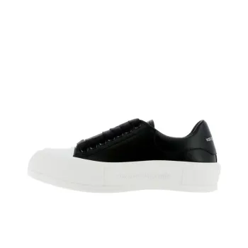 Alexander McQueen Deck Plimsoll Lace Up Sneakers 'Black White' Women's