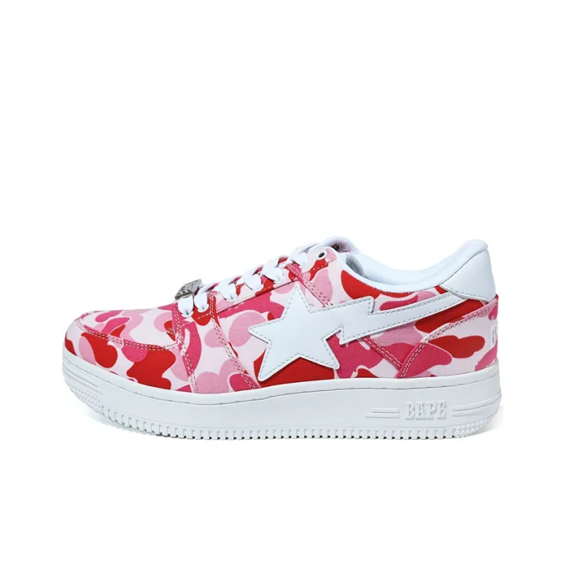 A BATHING APE STA Low Stylish Skateboarding Shoes Women's Pink-0