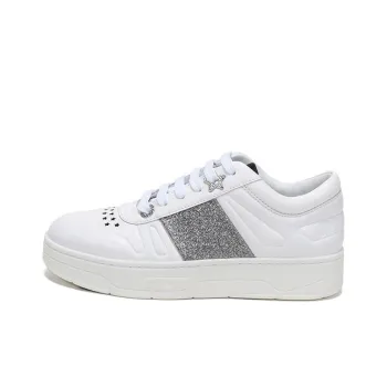 Jimmy Choo Hawaii Low Top Stylish Skateboarding Shoes Women's White Silver
